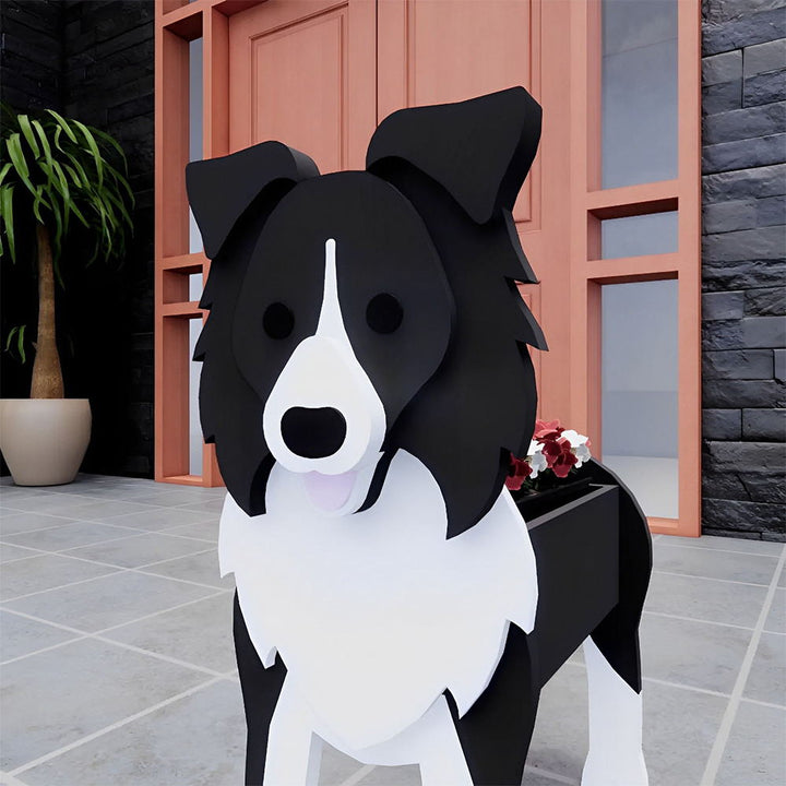 Border Collie Flower Pot