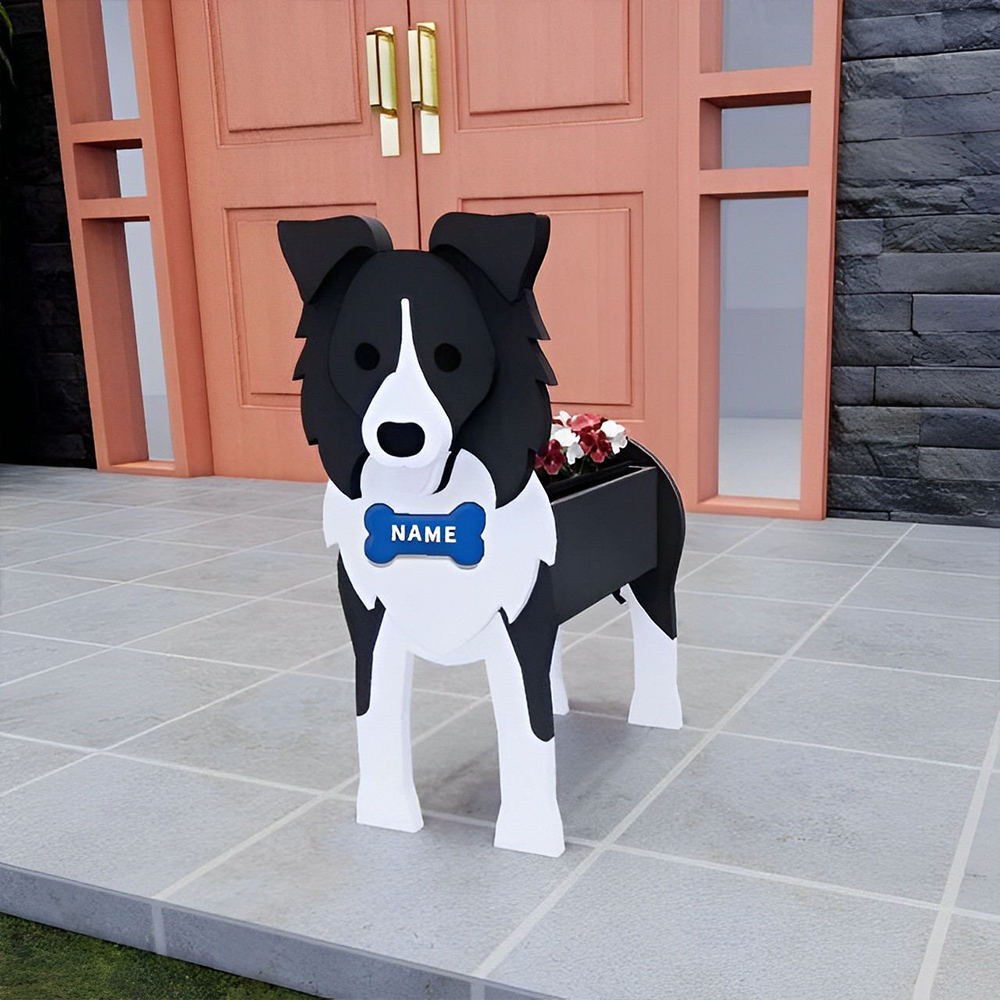 Border Collie Flower Pot