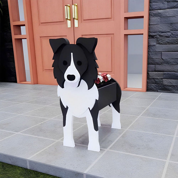 Border Collie Flower Pot