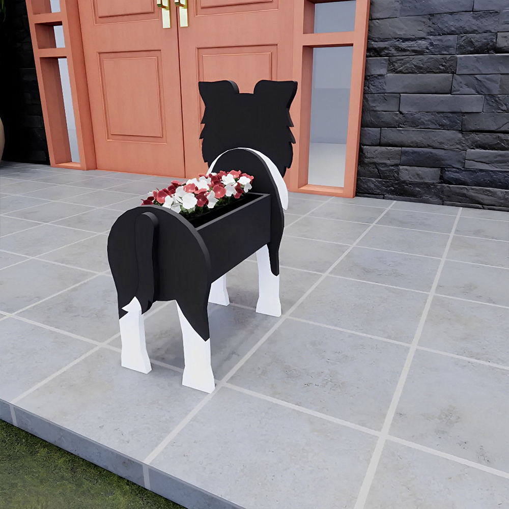 Border Collie Flower Pot
