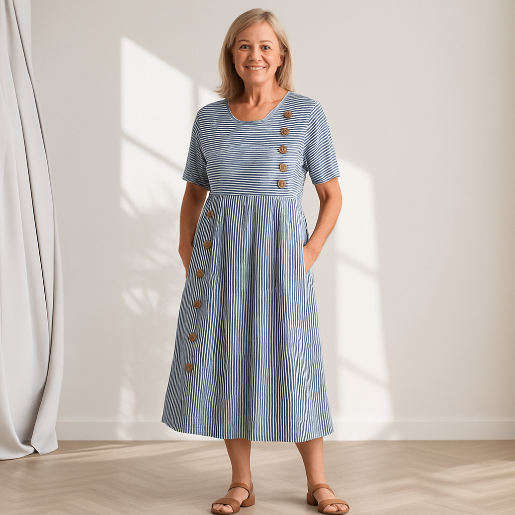 Cavell™ – Gestreiftes Knopfkleid mit Bequemer Passform e Weichem Material