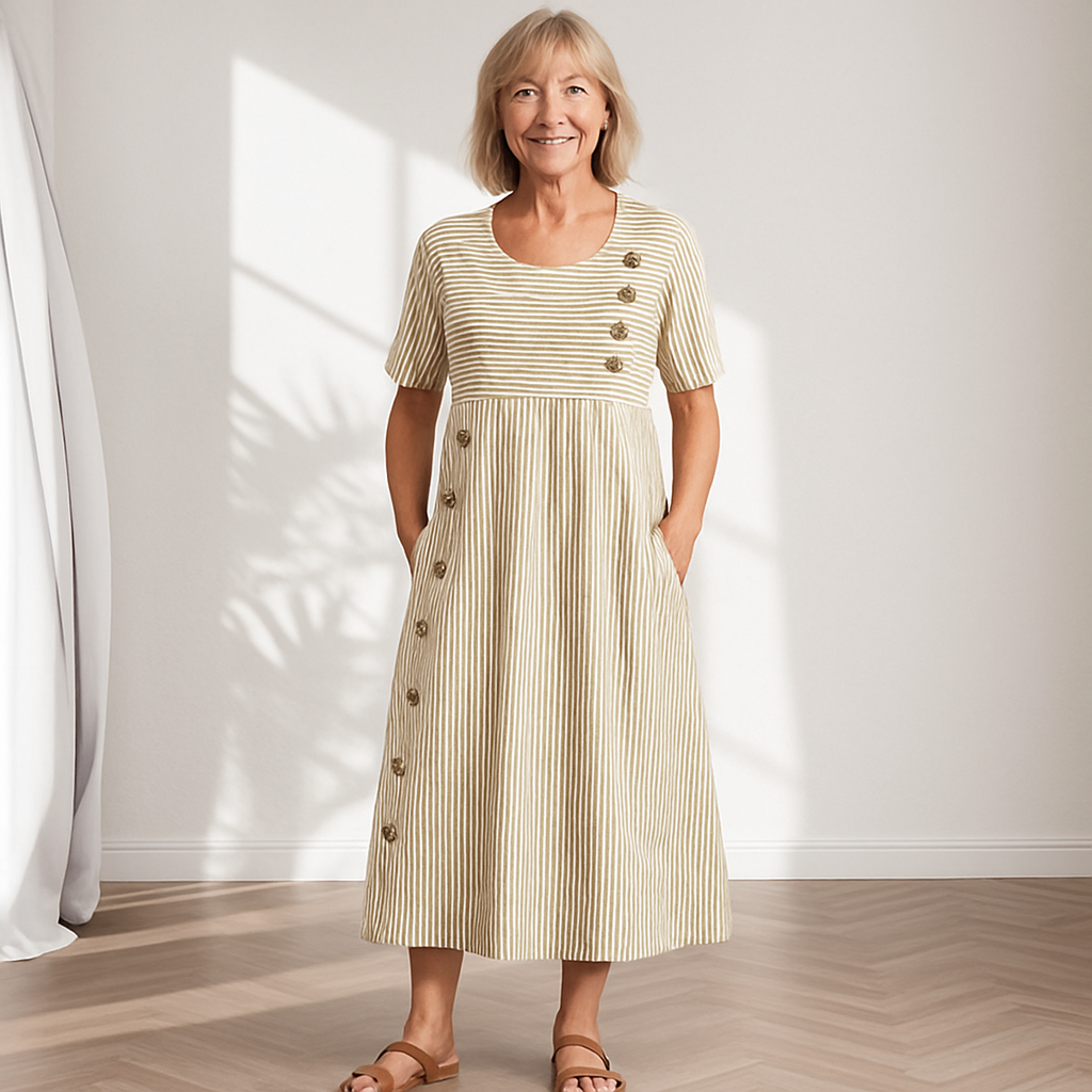 Cavell™ – Gestreiftes Knopfkleid mit Bequemer Passform e Weichem Material