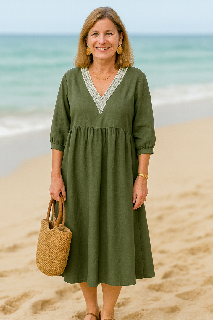 Cavell™ – Stilvolles Sommerkleid mit V-Ausschnitt und Bequemer, Lässiger Passform
