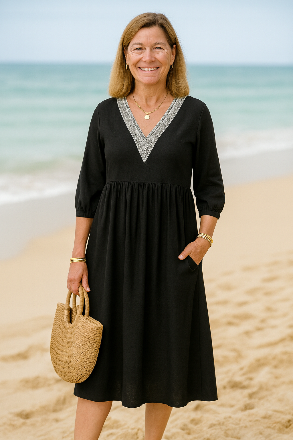 Cavell™ – Stilvolles Sommerkleid mit V-Ausschnitt und Bequemer, Lässiger Passform