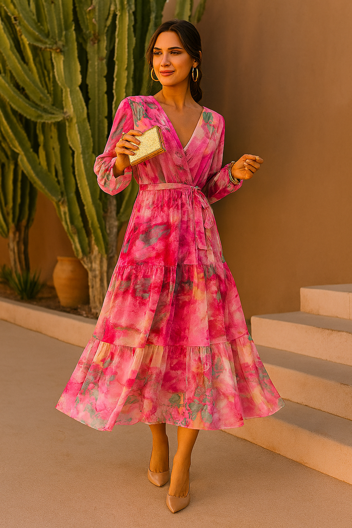 Evelyn – Aquarell-Print Kleid