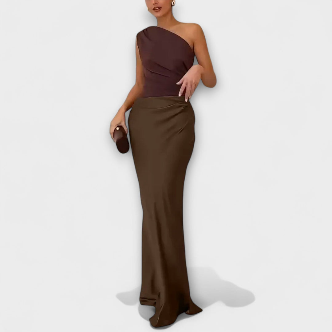 Levana – Asymmetrisches Plissee-Ein-Schulter-Kleid