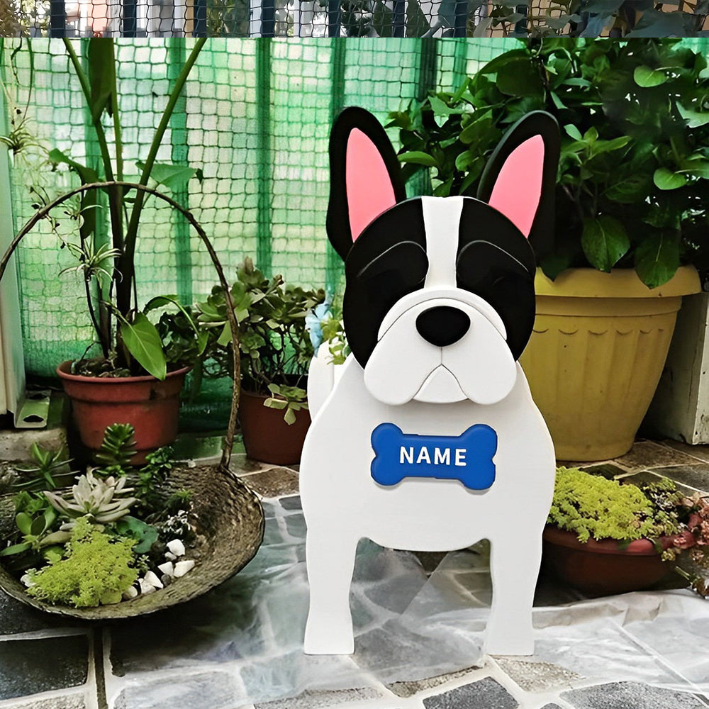 Blumentopf mit Französischer Bulldogge
