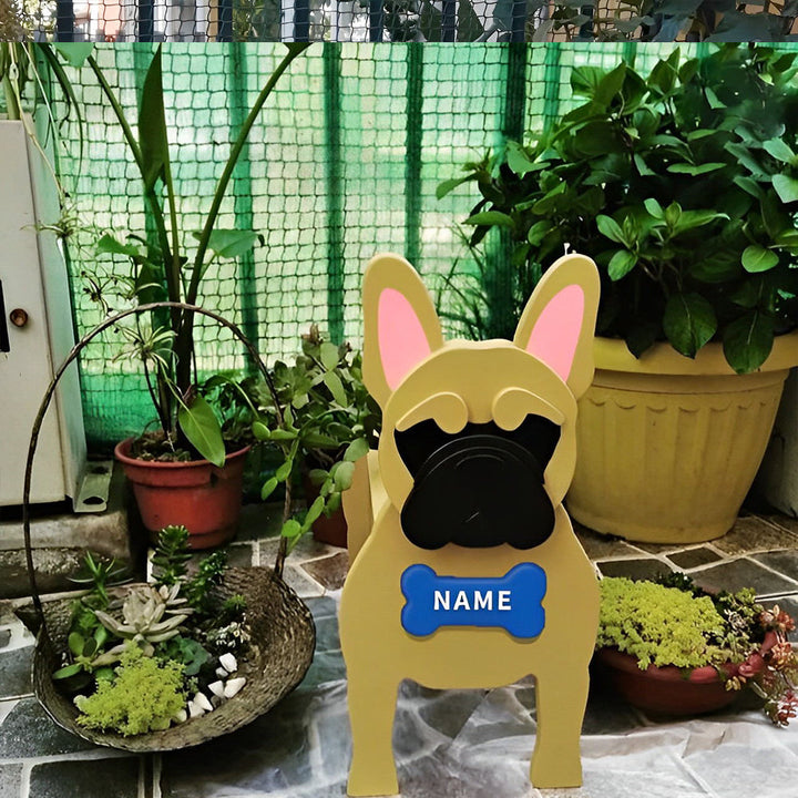 Blumentopf mit Französischer Bulldogge