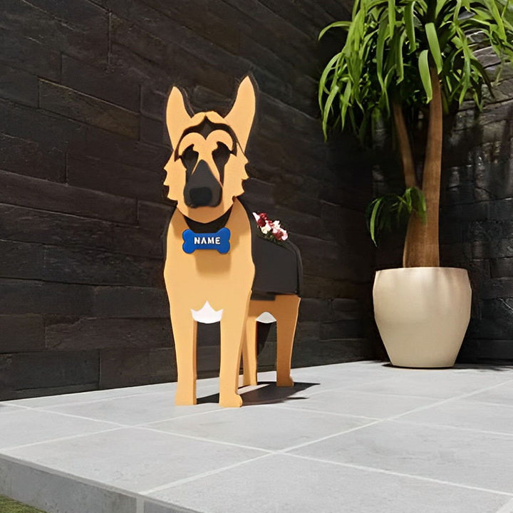 Blumentopf mit Deutschem Schäferhund-Motiv
