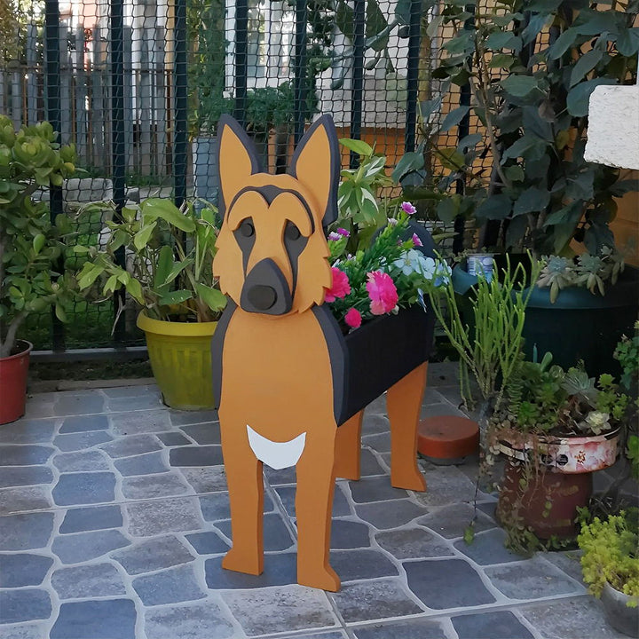 Blumentopf mit Deutschem Schäferhund-Motiv