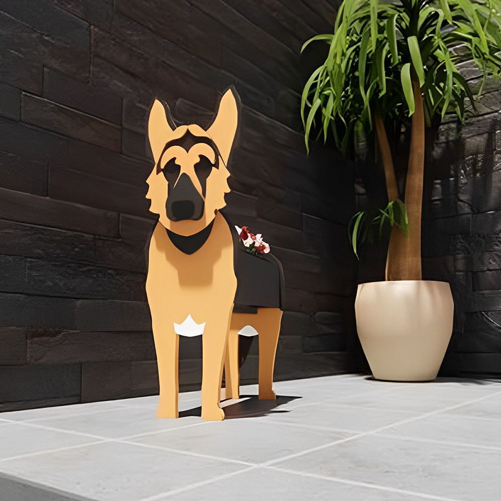 Blumentopf mit Deutschem Schäferhund-Motiv
