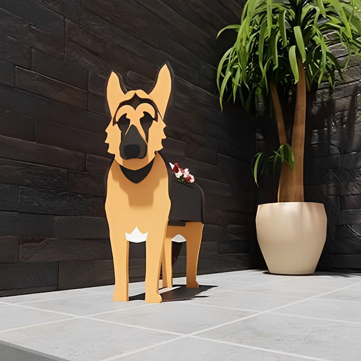 Blumentopf mit Deutschem Schäferhund-Motiv