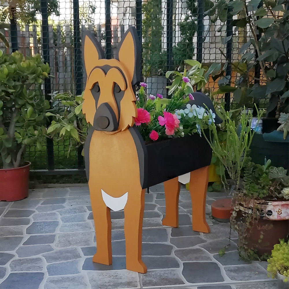 Blumentopf mit Deutschem Schäferhund-Motiv
