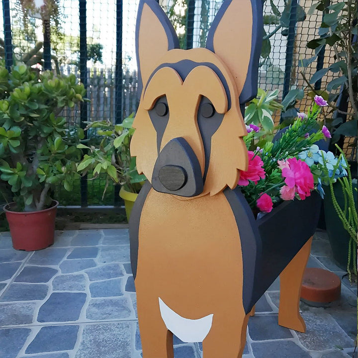 Blumentopf mit Deutschem Schäferhund-Motiv