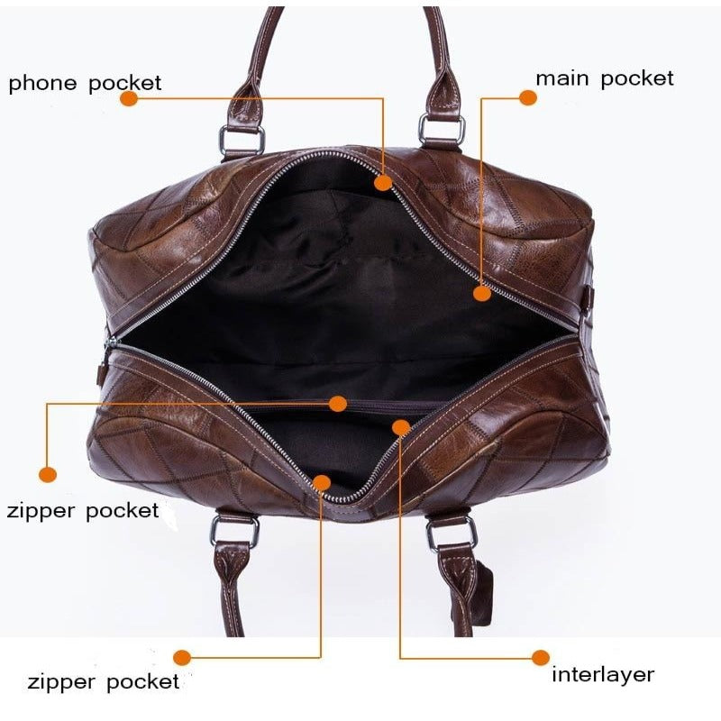 Unisex Echtes Weiches Leder Reisetasche" can be rewritten as "Unisex Genuine Soft Leather Travel Bag.