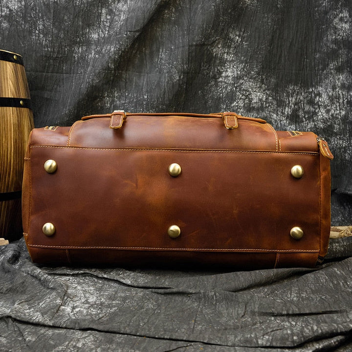 Retro Crazy Horse Leder Reisetasche mit separatem Schuhfach