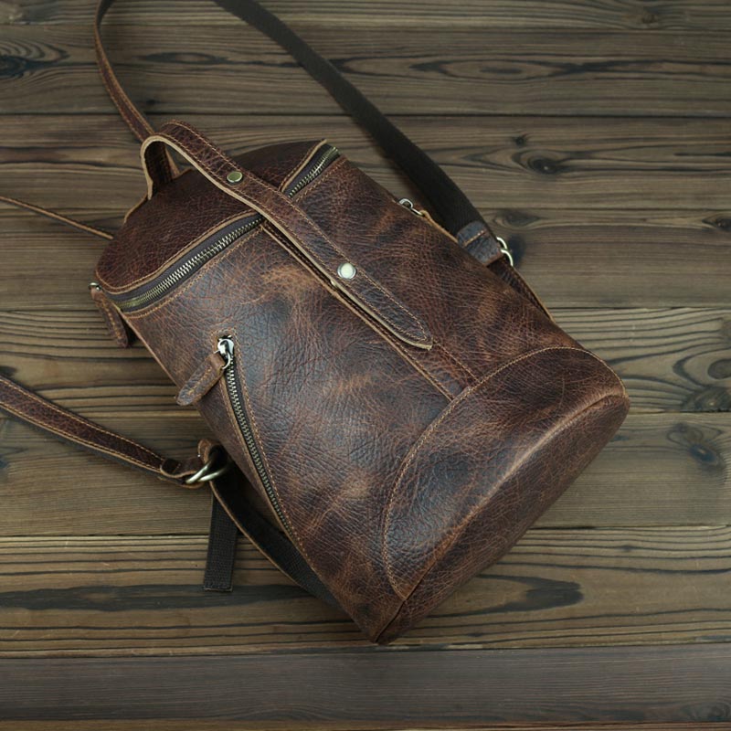 Retro Leder Rucksack für das College