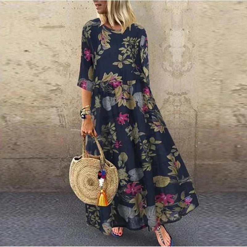 Denize | Elegantes Maxikleid mit floralem Design