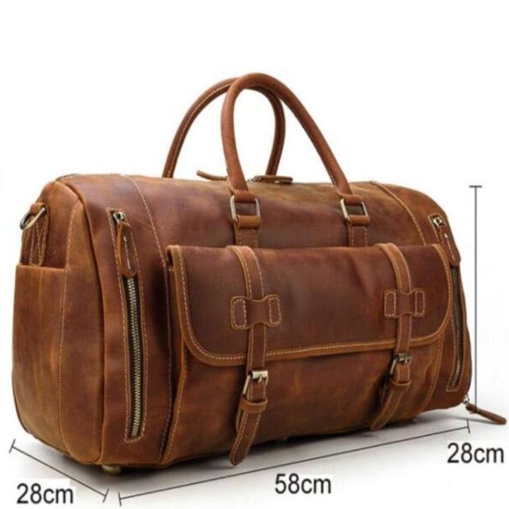 Retro Crazy Horse Leder Reisetasche mit separatem Schuhfach