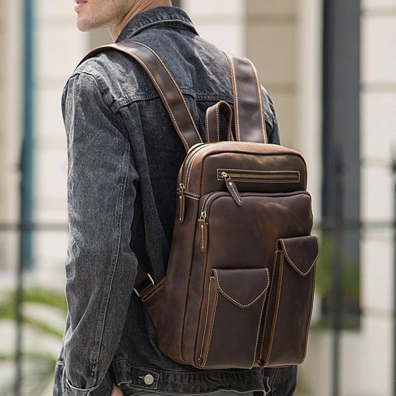 Großer Vintage Leder Rucksack für Herren