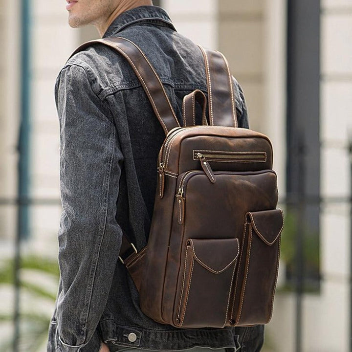 Großer Vintage Leder Rucksack für Herren