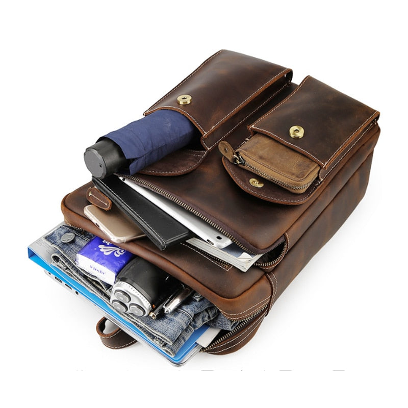 Großer Vintage Leder Rucksack für Herren