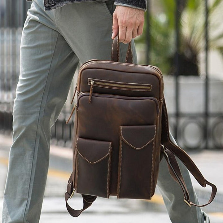 Großer Vintage Leder Rucksack für Herren