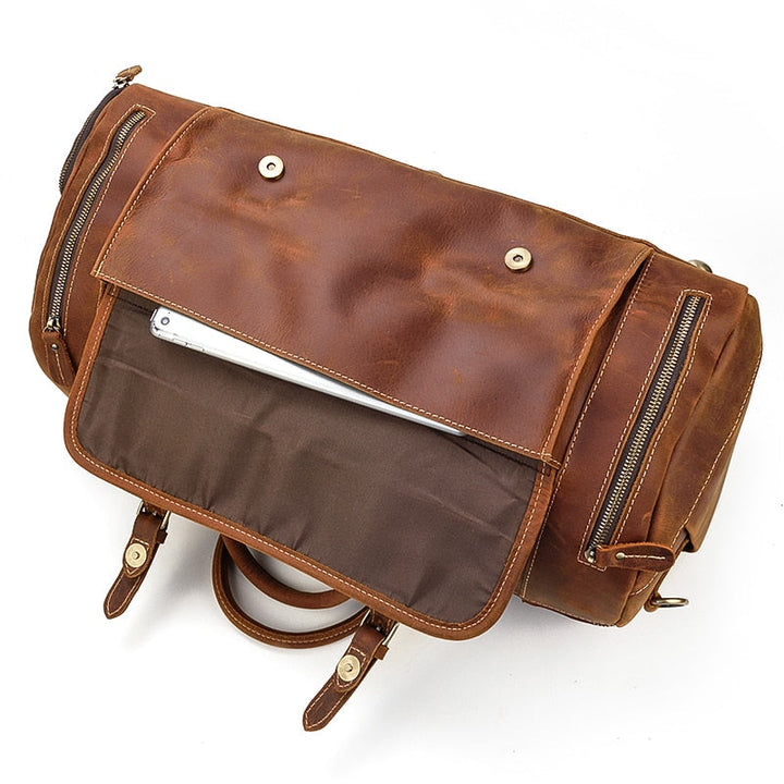 Retro Crazy Horse Leder Reisetasche mit separatem Schuhfach