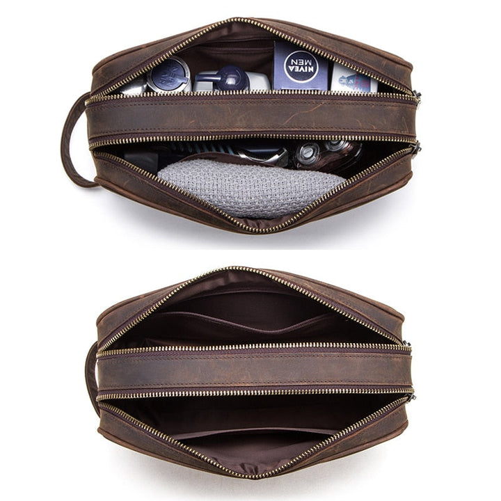 Borsa da toilette in pelle Crazy Horse