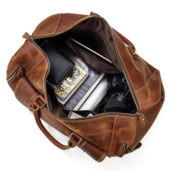 Retro Crazy Horse Leder Reisetasche mit separatem Schuhfach