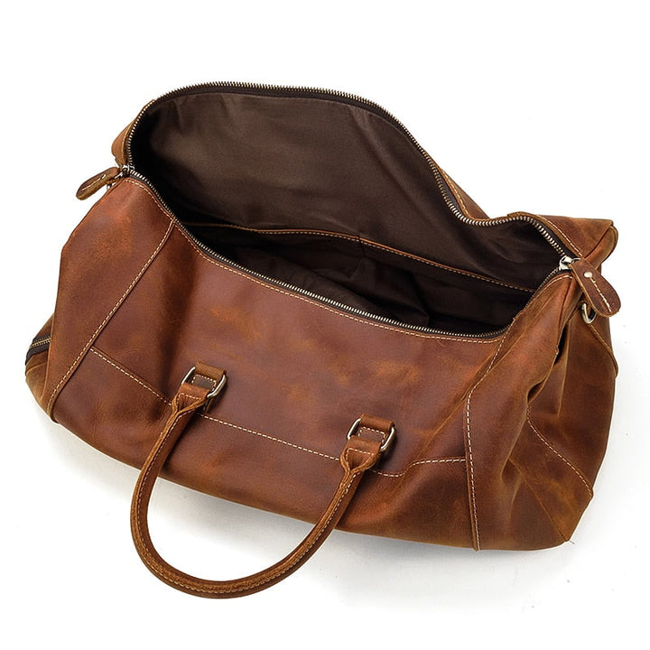 Retro Crazy Horse Leder Reisetasche mit separatem Schuhfach