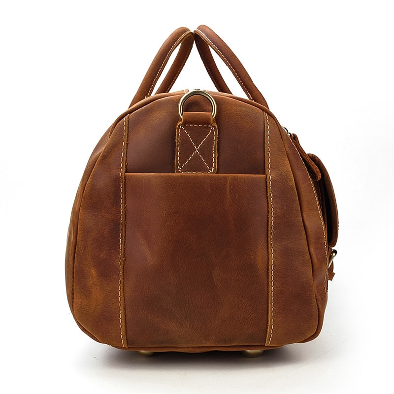 Retro Crazy Horse Leder Reisetasche mit separatem Schuhfach