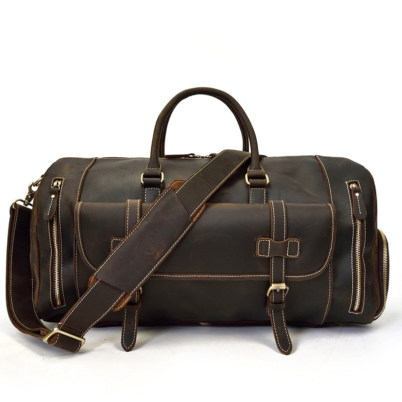 Retro Crazy Horse Leder Reisetasche mit separatem Schuhfach