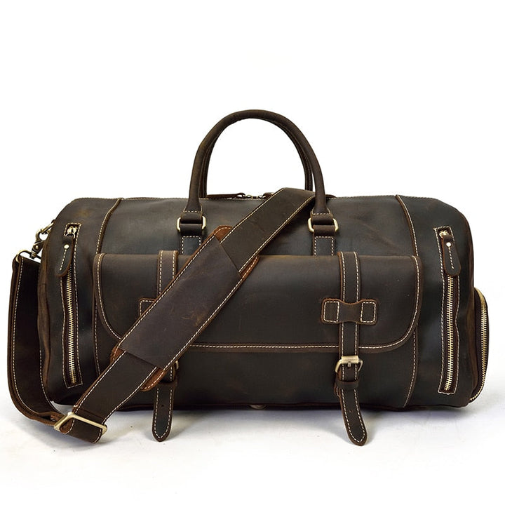 Retro Crazy Horse Leder Reisetasche mit separatem Schuhfach