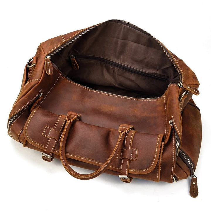 Retro Crazy Horse Leder Reisetasche mit separatem Schuhfach