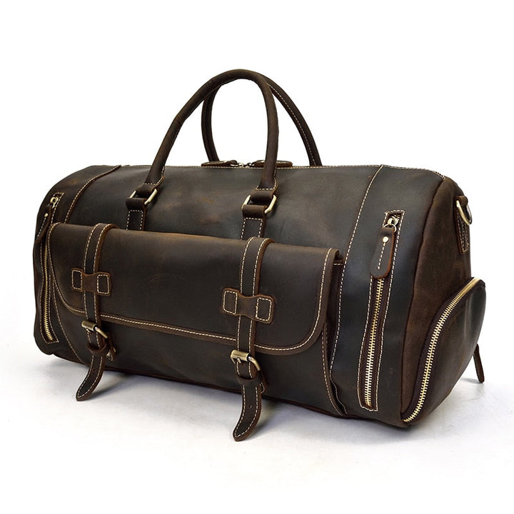 Retro Crazy Horse Leder Reisetasche mit separatem Schuhfach