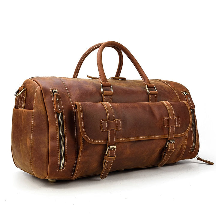 Retro Crazy Horse Leder Reisetasche mit separatem Schuhfach