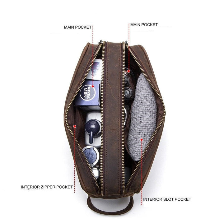 Borsa da toilette in pelle Crazy Horse
