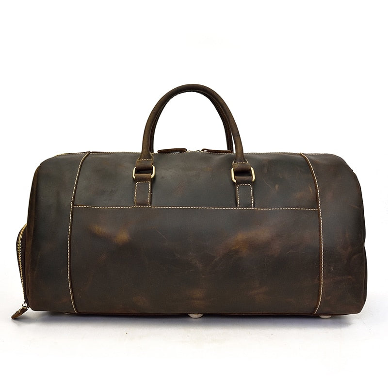 Retro Crazy Horse Leder Reisetasche mit separatem Schuhfach