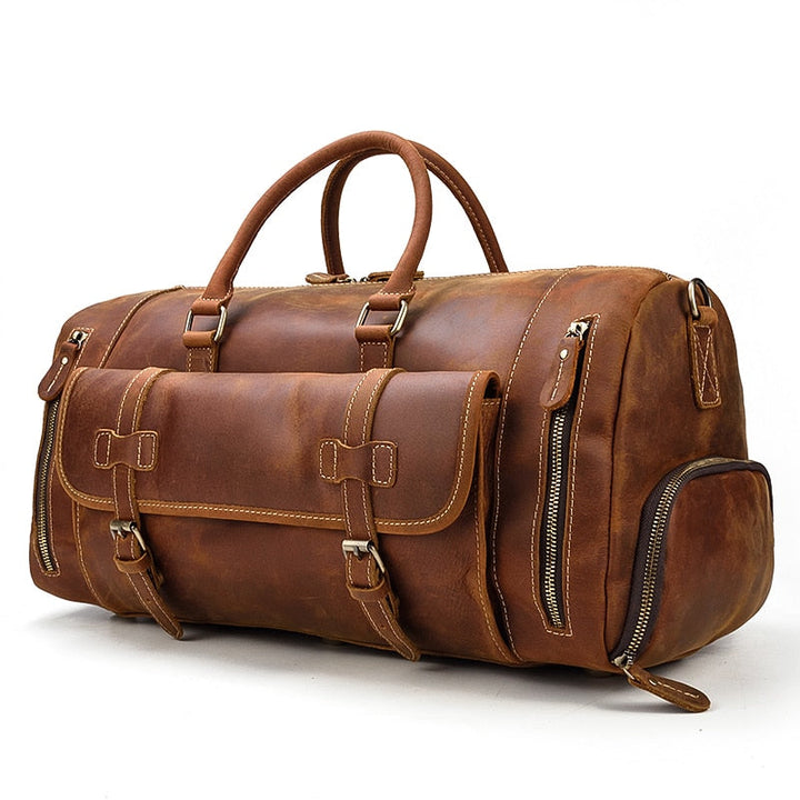 Retro Crazy Horse Leder Reisetasche mit separatem Schuhfach