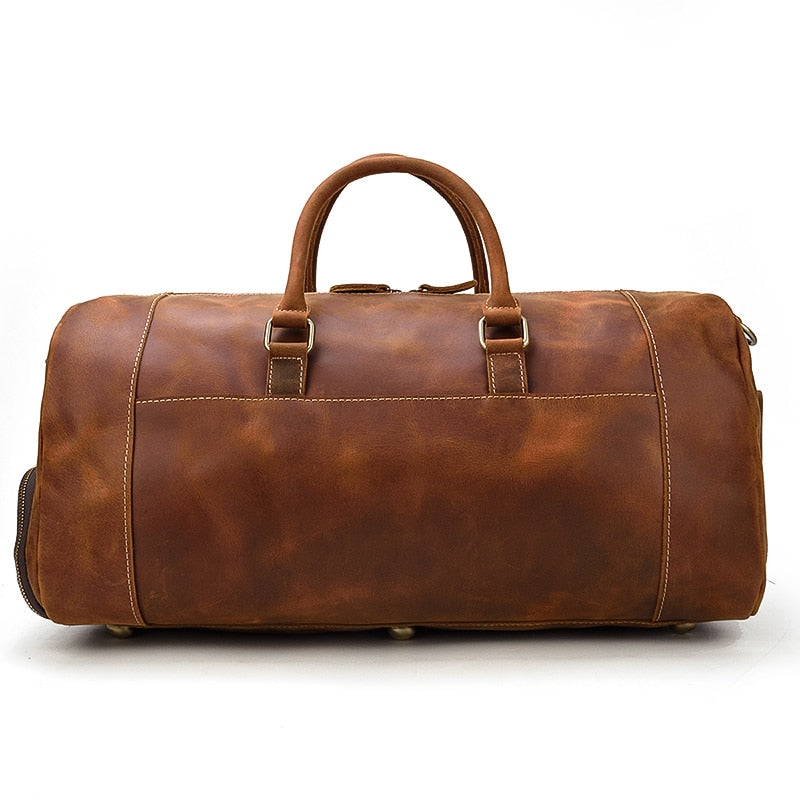 Retro Crazy Horse Leder Reisetasche mit separatem Schuhfach