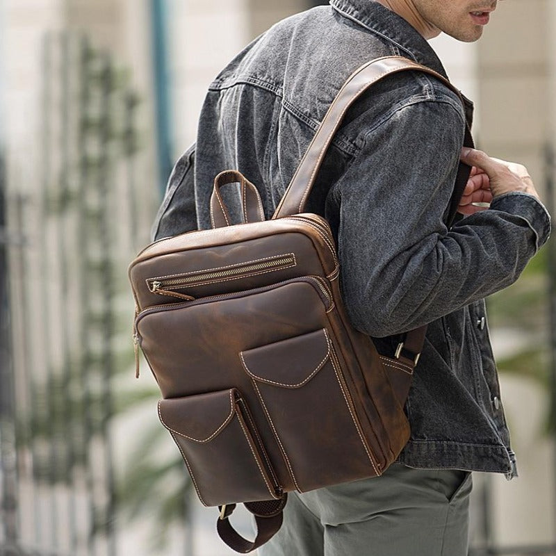 Großer Vintage Leder Rucksack für Herren
