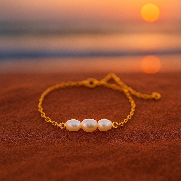 Wolle | Armband mit drei Perlen