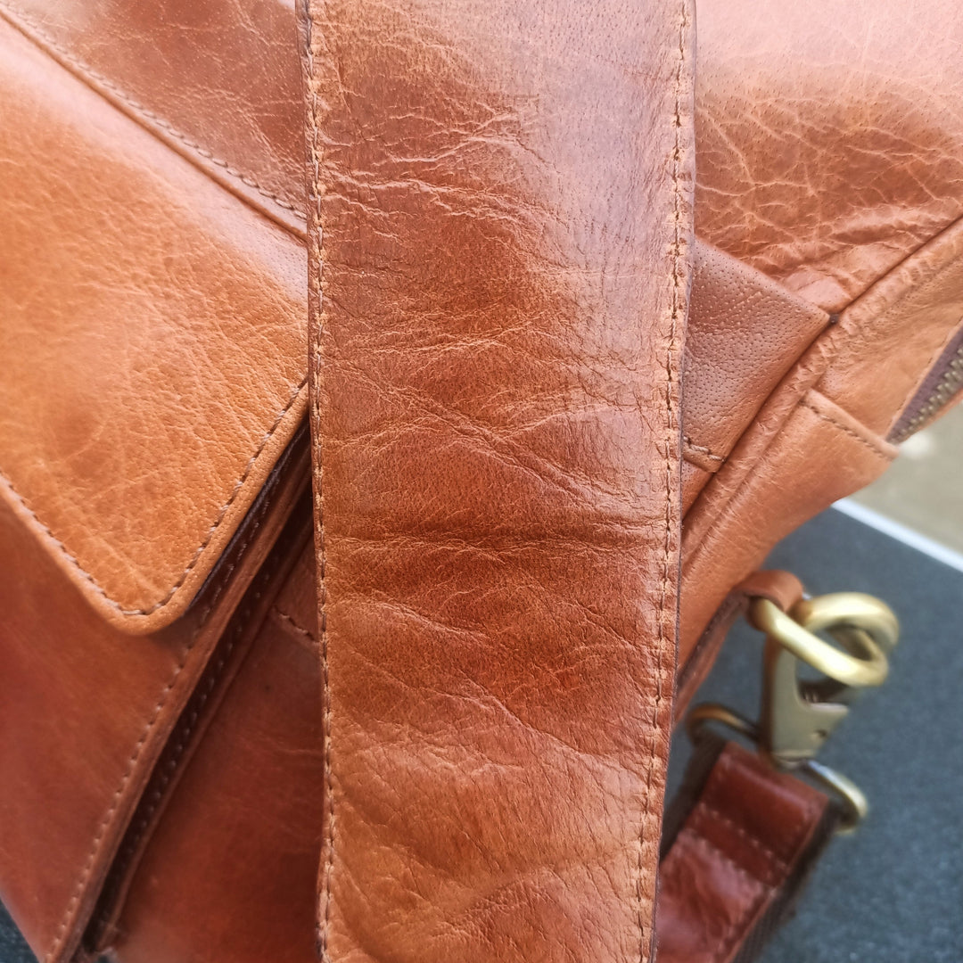 Braune Leder-Laptoptasche