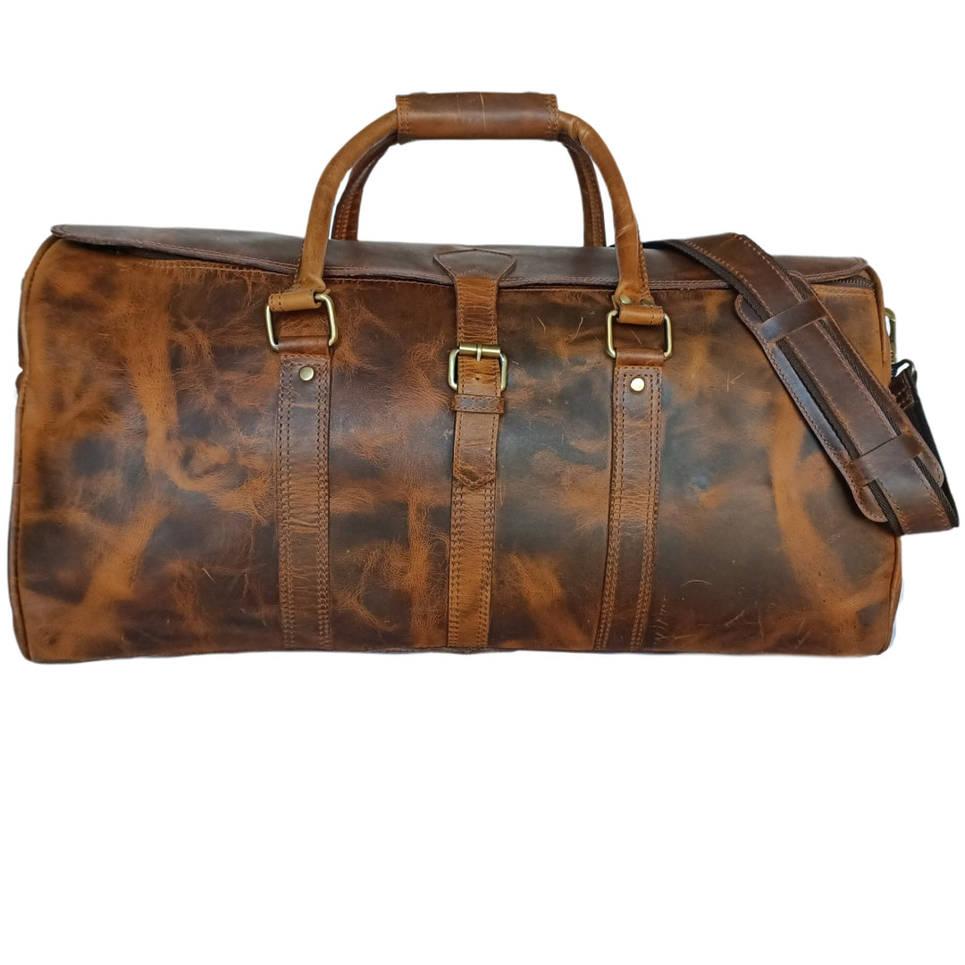 Beige Hartwachs-Reisetasche