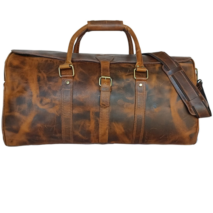 Beige Hartwachs-Reisetasche