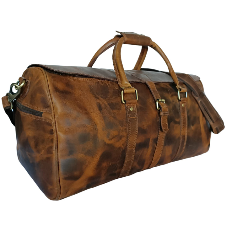 Beige Hartwachs-Reisetasche