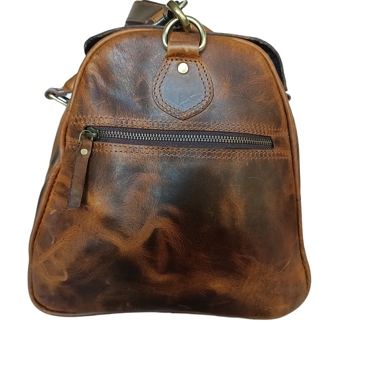 Beige Hartwachs-Reisetasche