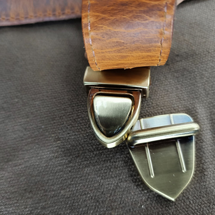 Braun Leder Laptop Tasche aus Canvas für Jäger