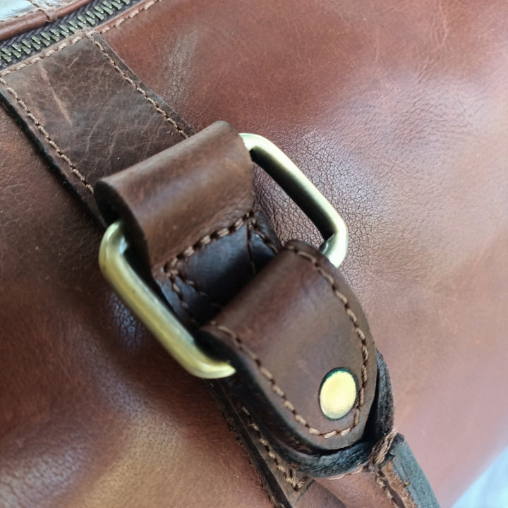 Braune Leder-Duffle-Tasche